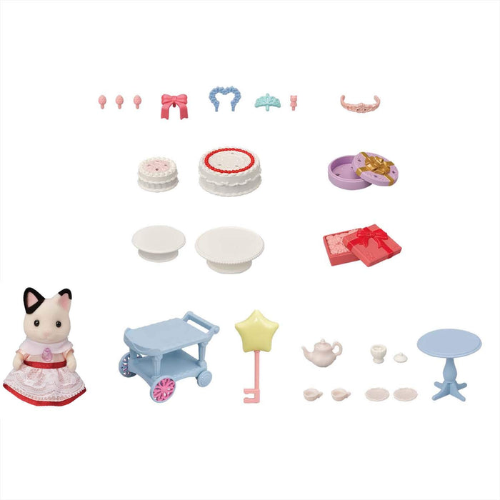 Epoch Sylvanian Families Sweet Party Dollhouse Set - Charcoal Cat Girl DF-21 for Ages 3+- Japan Figure Store - #1 Bring To You The Best Japanese Goods
