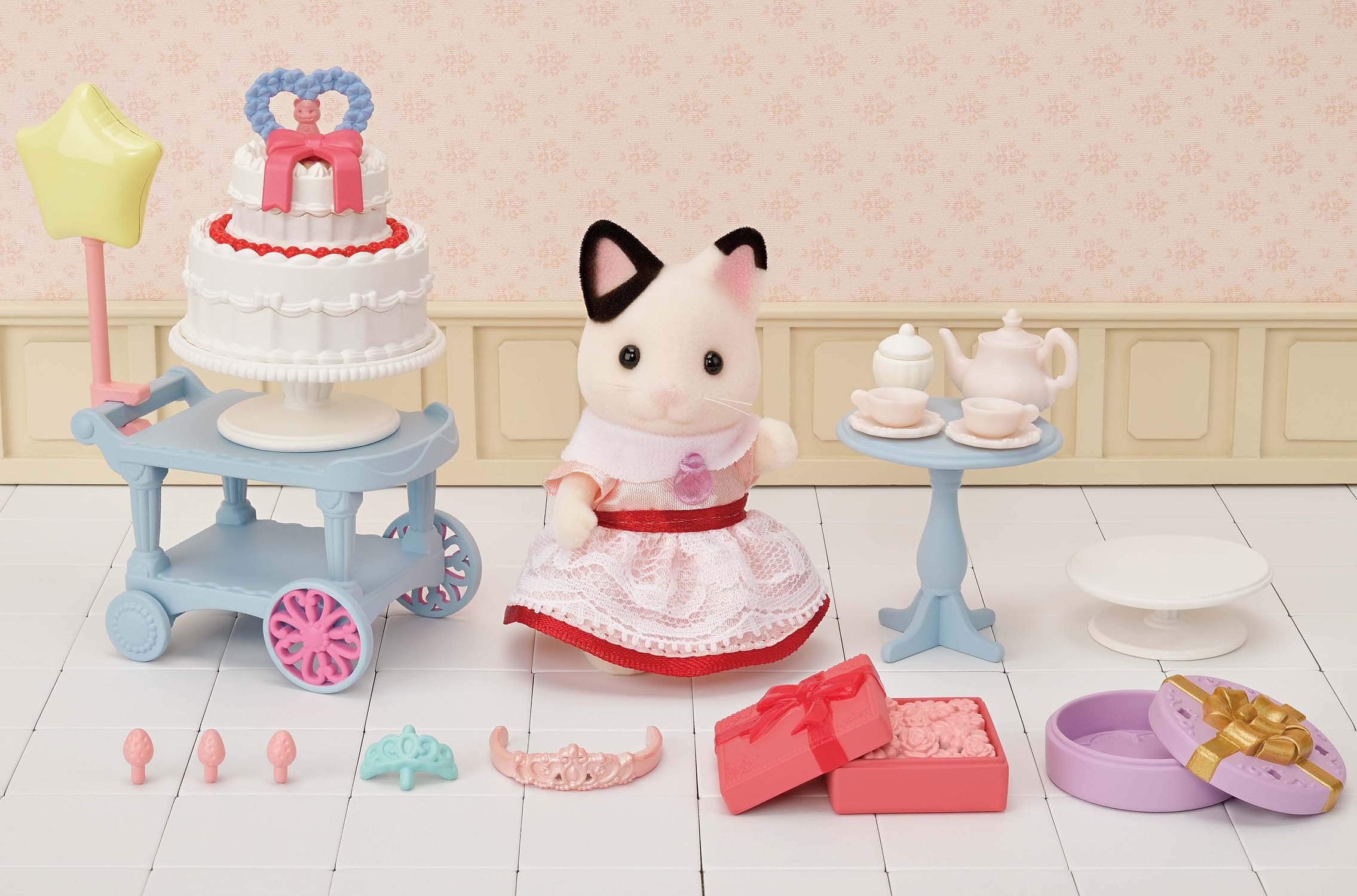 Epoch Sylvanian Families Sweet Party Dollhouse Set - Charcoal Cat Girl DF-21 for Ages 3+- Japan Figure Store - #1 Bring To You The Best Japanese Goods