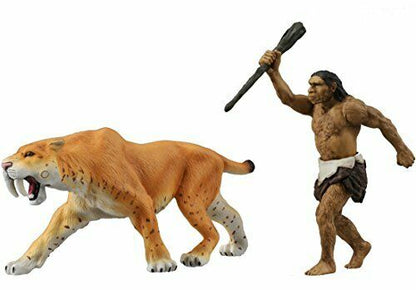 Takara Tomy Ania Animal Al-10 Saber Tiger With Neanderthal Man Ani-836582- Japan Figure Store - #1 Bring To You The Best Japanese Goods