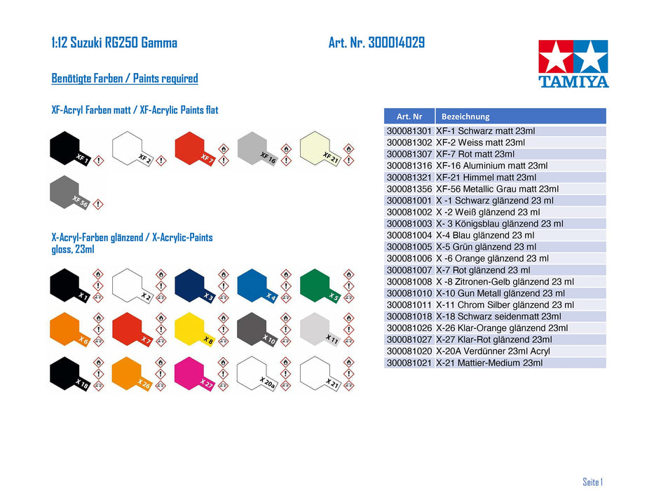 Tamiya 1/12 Scale Special Product Motorcycle Series No.29 Suzuki Rg250Γ (Gamma) Full Option Plastic Model 14029- Japan Figure Store - #1 Bring To You The Best Japanese Goods