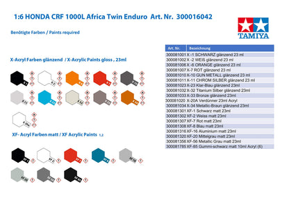 Tamiya 16042 Honda Crf1000L Africa Twin 1/6 Japanese Plastic Scale Motorbike Model- Japan Figure Store - #1 Bring To You The Best Japanese Goods