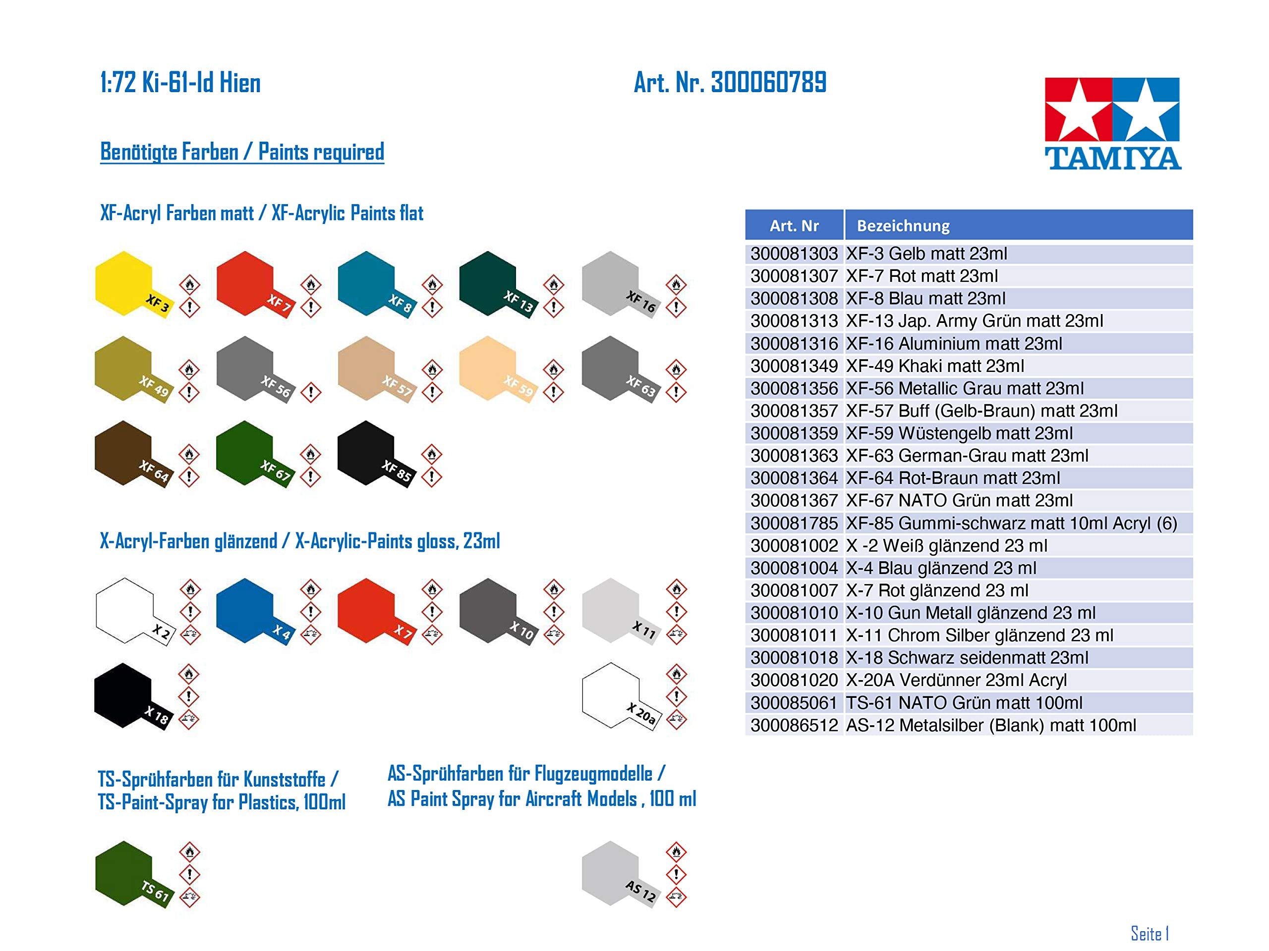 TAMIYA 60789 Kawasaki Ki-61-Id Hien Tony 1/72 Scale Kit- Japan Figure Store - #1 Bring To You The Best Japanese Goods