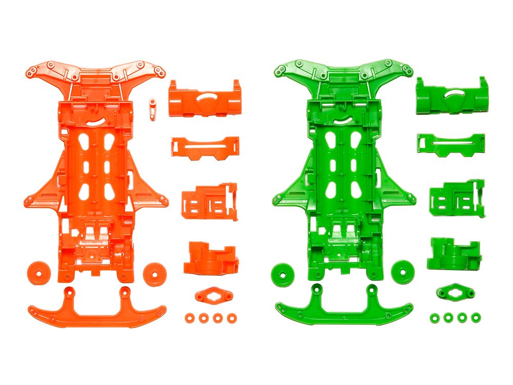 TAMIYA 95355 Mini 4Wd Fluorescent Chassis Set Vs Chassis Orange/Green- Japan Figure Store - #1 Bring To You The Best Japanese Goods