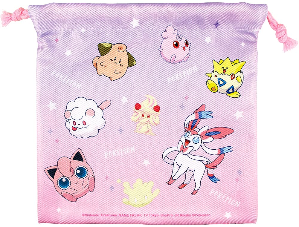 POKEMON CENTER ORIGINAL Pokemon Fairy Type Flat Drawstring Bag- Japan Figure Store - #1 Bring To You The Best Japanese Goods