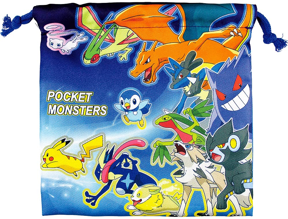 POKEMON CENTER ORIGINAL Pokemon Gathering Flat Drawstring Bag- Japan Figure Store - #1 Bring To You The Best Japanese Goods
