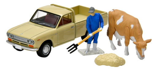 Tomytec Tomica Limited Vintage Datsun 1300 Truck Light Brown 1/64 Scale with Figure- Japan Figure Store - #1 Bring To You The Best Japanese Goods