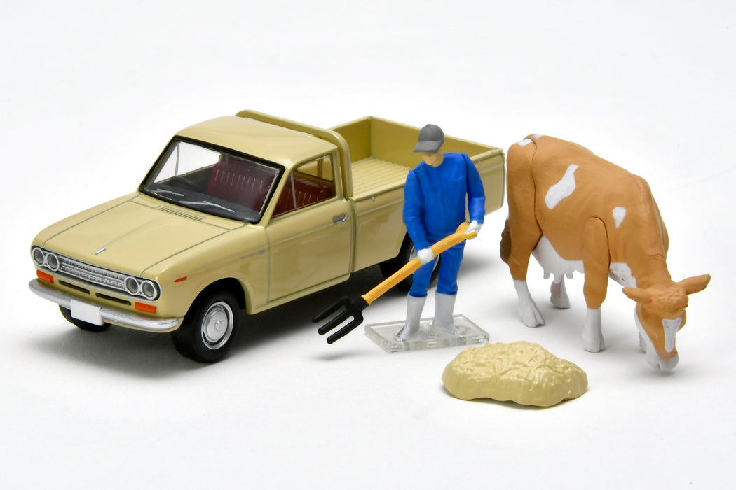 Tomytec Tomica Limited Vintage Datsun 1300 Truck Light Brown 1/64 Scale with Figure- Japan Figure Store - #1 Bring To You The Best Japanese Goods
