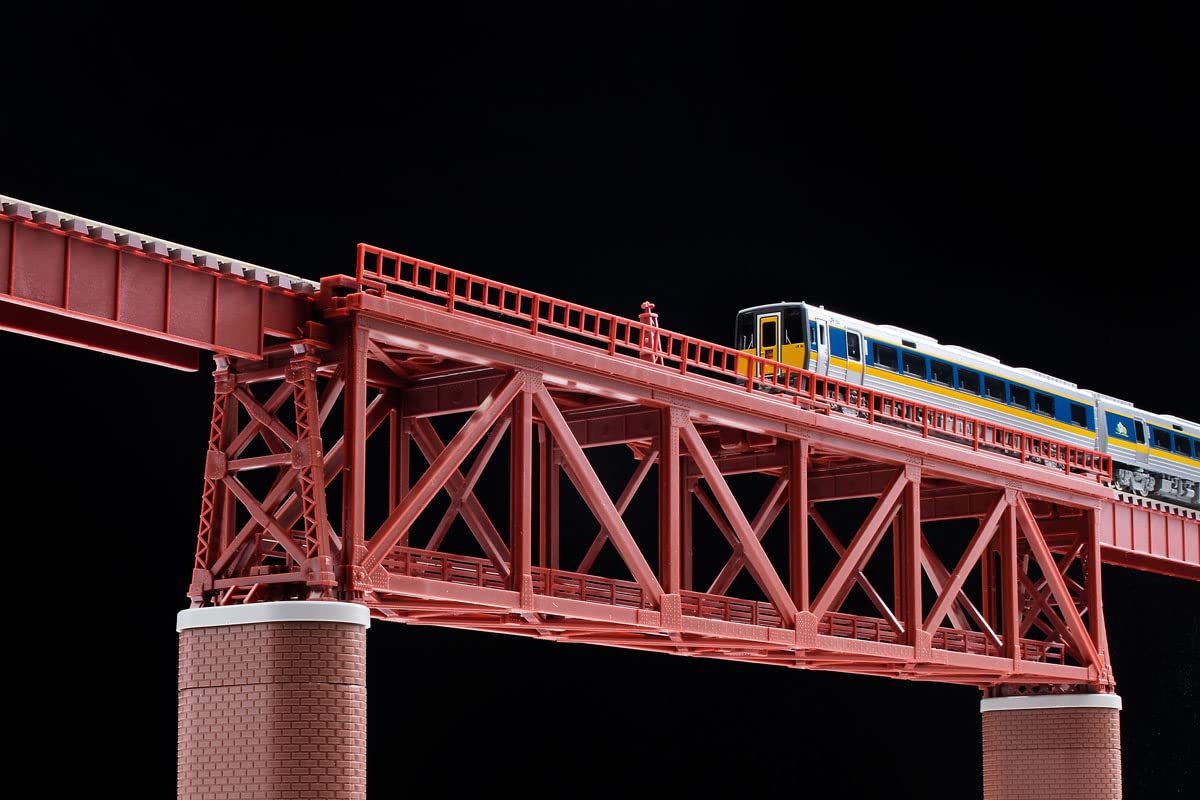 Tomytec Tomix N Gauge Red Single Track Truss Iron Bridge S280 with 2 Brick Piers 3266 Model- Japan Figure Store - #1 Bring To You The Best Japanese Goods