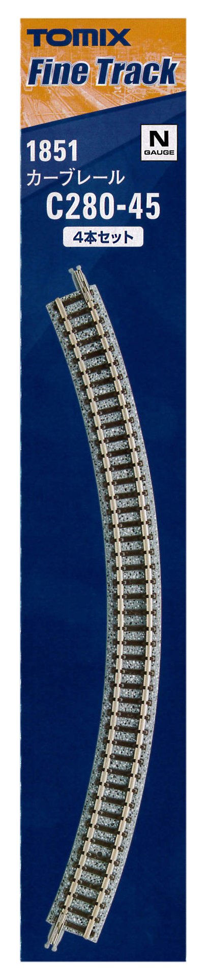 Tomytec Curved Rail C280-45 F Set of 4 - N Gauge 1851 Railway Model- Japan Figure Store - #1 Bring To You The Best Japanese Goods