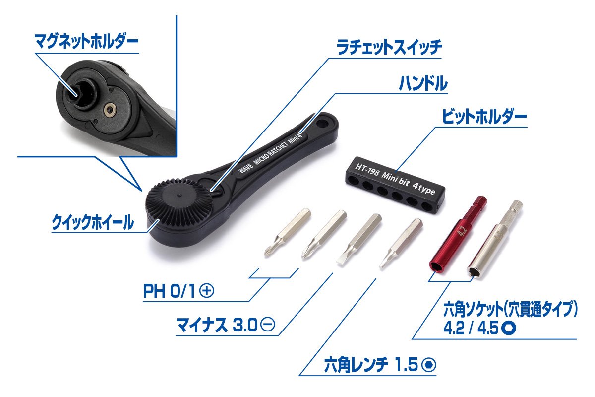 WAVE Materials Ht198 Hg Micro Ratchet Mini 4- Japan Figure Store - #1 Bring To You The Best Japanese Goods