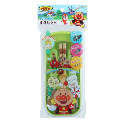 Lec Japan Wreck Anpanman Slide 3-Piece Set (Chopsticks Spoon Fork) Green- Japan Figure Store - #1 Bring To You The Best Japanese Goods
